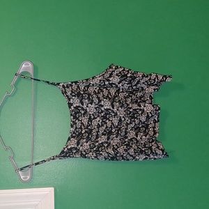 Cinched cropped floral tank top